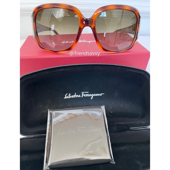 Salvatore Ferragamo Brown Gradient Rectangular Sunglasses 55mm NWT main image 6